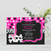 Pirate Princess Skull BIrthday-uitnodigingen Kaart (Staand voorkant)