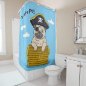 Pirate Pug Douchegordijn (In situ)
