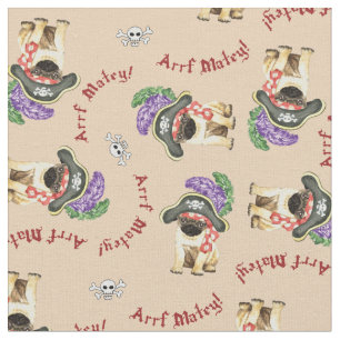 Pirate Pug Fabric Stof