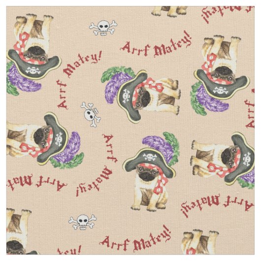 Pirate Pug Fabric Stof (Close Up)