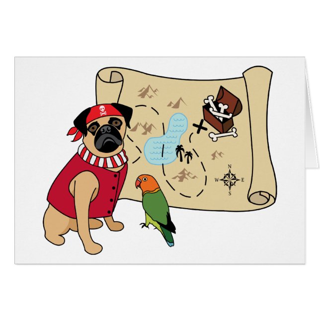 Pirate Pug-kaarten - nieuw ontwerp voor pc's - ARR (Voorkant Horizontaal)