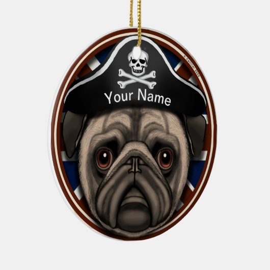 Pirate Pug Keramisch Ornament (Rechts)
