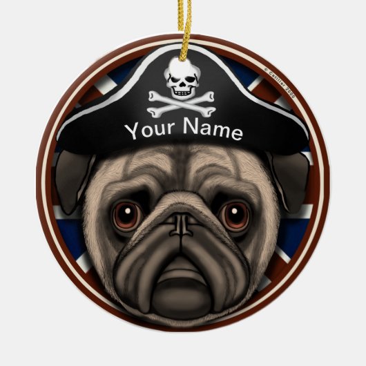 Pirate Pug Keramisch Ornament (Voorkant)
