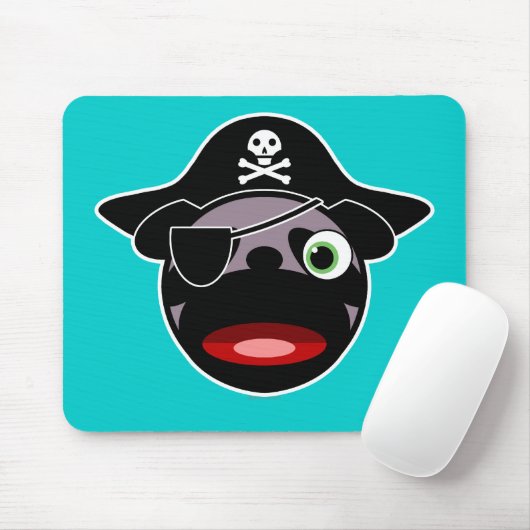 Pirate Pug Mousepad Muismat (Met muis)
