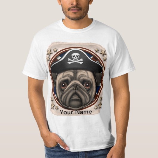 Pirate Pug-shirt T-shirt (Voorkant)