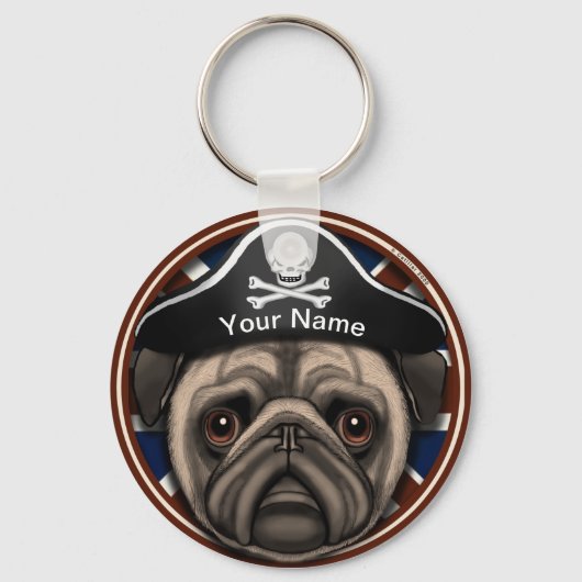 Pirate Pug Sleutelhanger (Voorkant)