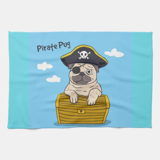 Pirate Pug Theedoek (Horizontaal)
