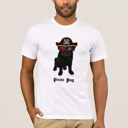 Pirate Pug - zwart T-shirt (Voorkant)