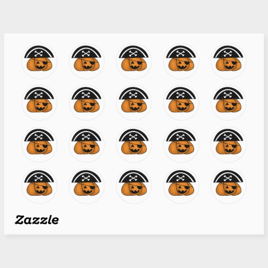 Pirate Pumpkin Ronde Sticker (Vel)