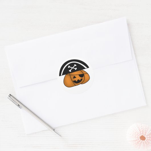 Pirate Pumpkin Ronde Sticker (Envelop)