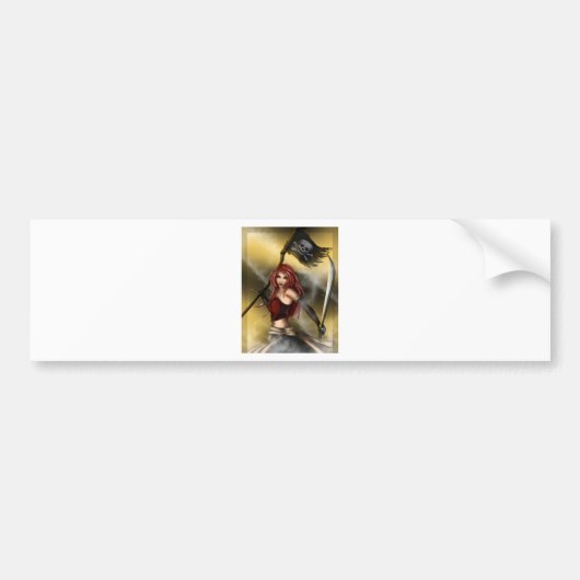 Pirate Queen met vlag Bumpersticker (Voorkant)