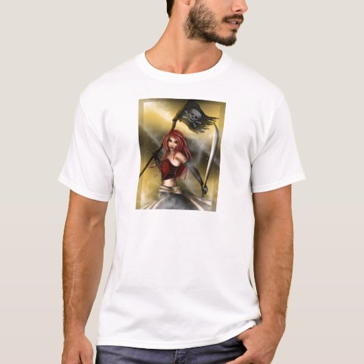Pirate Queen met vlag T-shirt (Voorkant)
