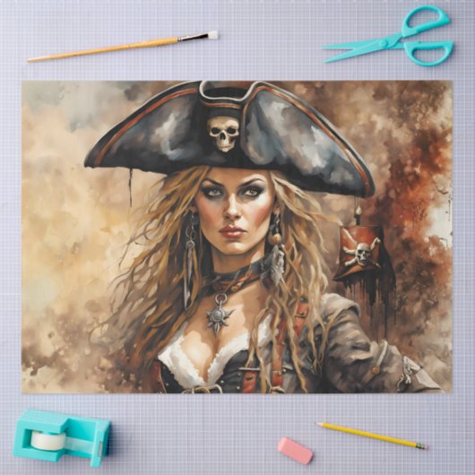 Pirate Queen | Nautical Caribbean Decoupage Paper Tissuepapier (Craft)