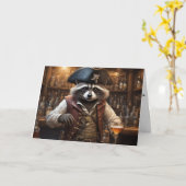 Pirate Raccoon barman grappig verhaal verjaardag Kaart (Gele Bloem)