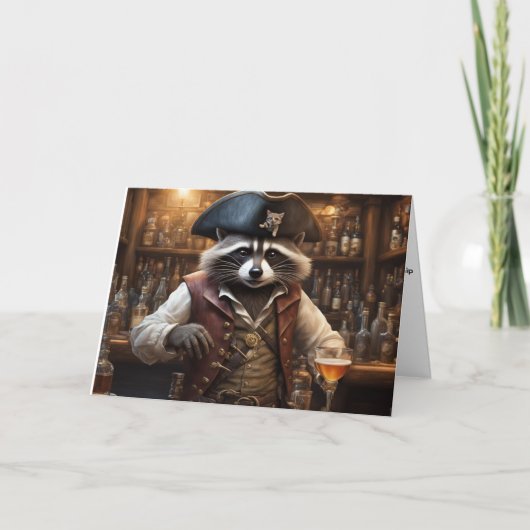 Pirate Raccoon barman grappig verhaal verjaardag Kaart (Voorkant)