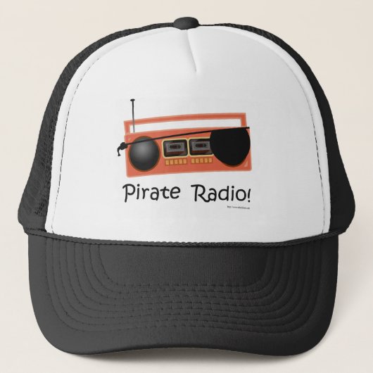 Pirate Radio Funny Music Cartoon Design Trucker Pet (Voorkant)