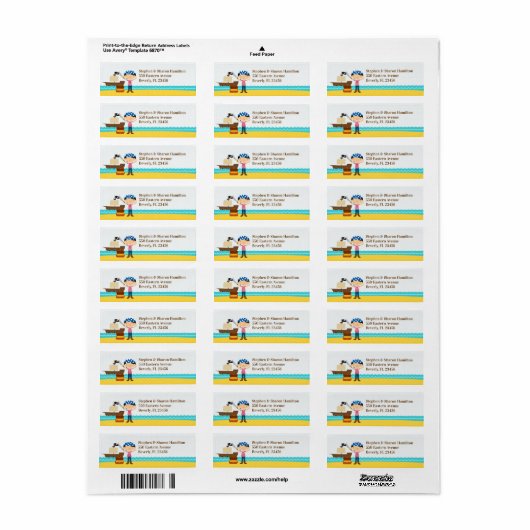 Pirate retour adreslabels etiket (Full Sheet)