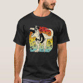 Pirate Rex Dinosaur retro sunset Pie math T-shirt (Voorkant)