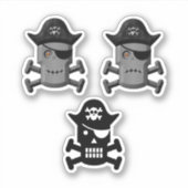 Pirate Robot Jolly Roger 3 Pack Sticker (Voorkant)