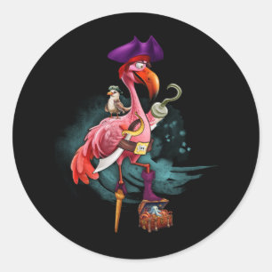 Pirate roze flamingo heks halloween partij meisjes ronde sticker