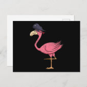 Pirate roze flamingo met epatch halloween aankondigingskaart (Voorkant / Achterkant)