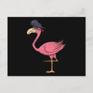 Pirate roze flamingo met epatch halloween aankondigingskaart