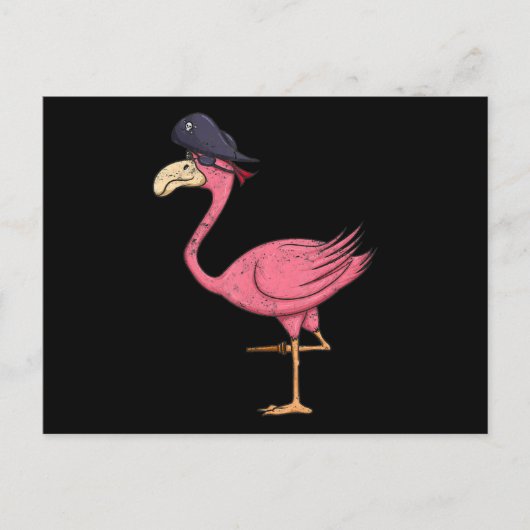 Pirate roze flamingo met epatch halloween aankondigingskaart (Voorkant)