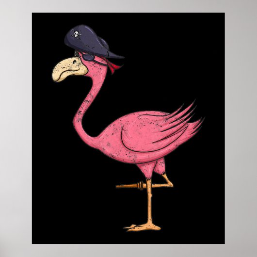 Pirate roze flamingo met epatch halloween poster (Voorkant)