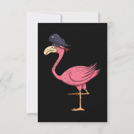 Pirate roze flamingo met epatch halloween RSVP kaartje (Voorkant)