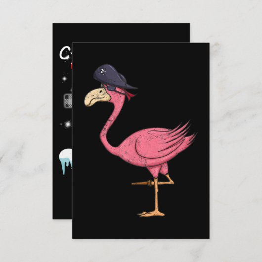 Pirate roze flamingo met epatch halloween RSVP kaartje (Voorkant / Achterkant)