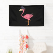 Pirate roze flamingo met epatch halloween spandoek (Insitu)