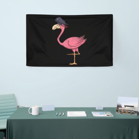 Pirate roze flamingo met epatch halloween spandoek (Beurs)