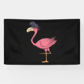 Pirate roze flamingo met epatch halloween spandoek (Horizontaal)