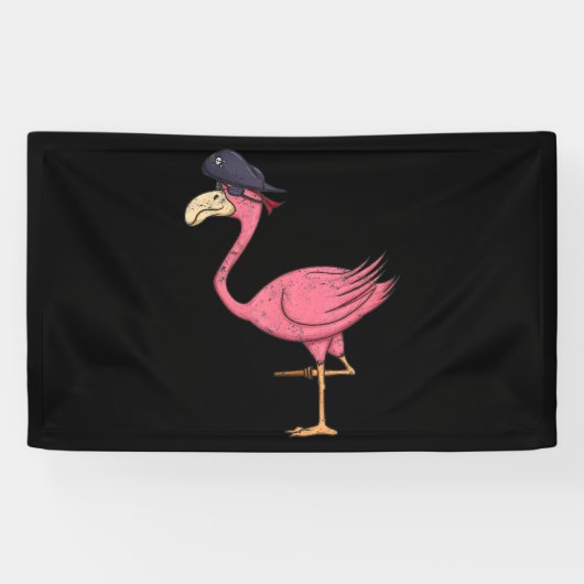 Pirate roze flamingo met epatch halloween spandoek (Horizontaal)