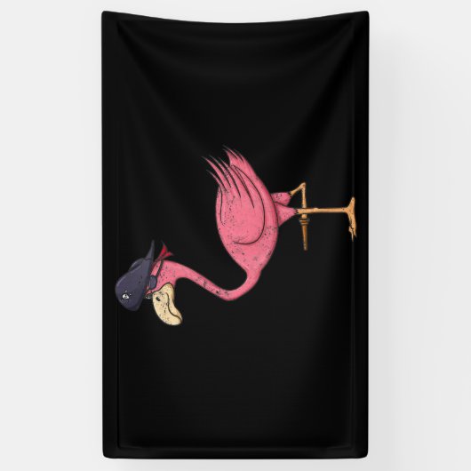 Pirate roze flamingo met epatch halloween spandoek (Verticaal)