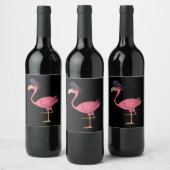 Pirate roze flamingo met epatch halloween wijn etiket (Flessen)