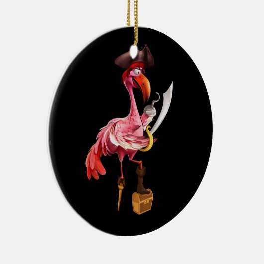 Pirate Roze Flamingo Party Meisjes Ooglapje Hallow Keramisch Ornament (Rechts)