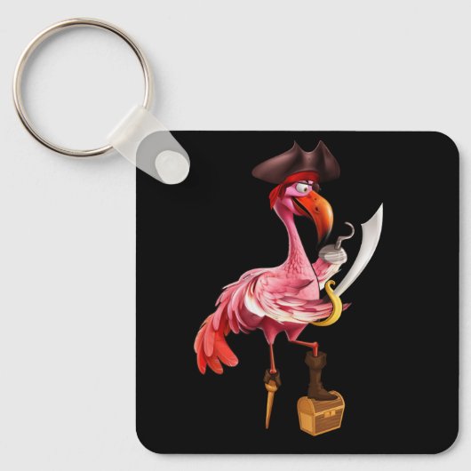 Pirate Roze Flamingo Party Meisjes Ooglapje Hallow Sleutelhanger (Voorkant)