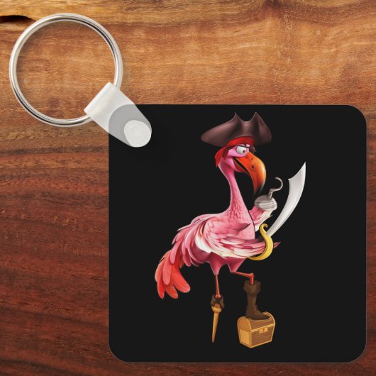Pirate Roze Flamingo Party Meisjes Ooglapje Hallow Sleutelhanger (Voorkant)