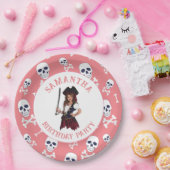 Pirate ROZE Meisje Skulls Papier Borden Papieren Bordje (Feest)