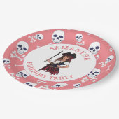Pirate ROZE Meisje Skulls Papier Borden Papieren Bordje (Gekanteld)