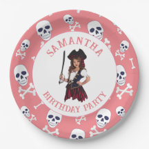 Pirate ROZE Meisjes Schedels Papieren Borden