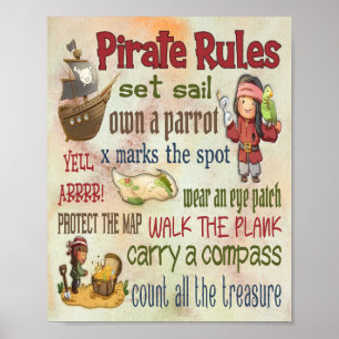 Pirate Rules Motivatie Citaten Poster - 8x10