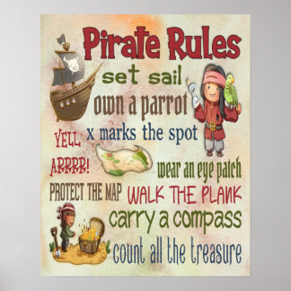 Pirate Rules Motivatie offertes - 16x20 Poster