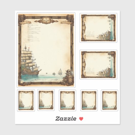 Pirate Sail Ships Menu kit Sticker (Vel)
