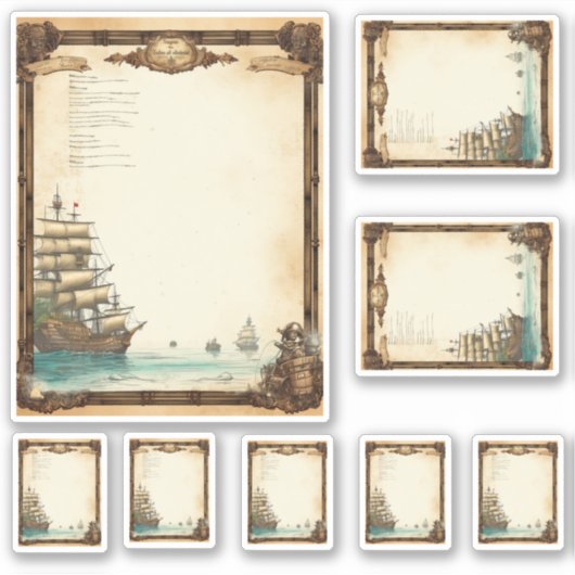 Pirate Sail Ships Menu kit Sticker (Voorkant)