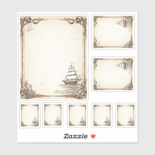Pirate Sail Ships Menu kit Sticker (Vel)