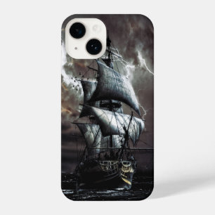 Pirate  Sailing Ship Night Stormy Skies iPhone 14 Hoesje