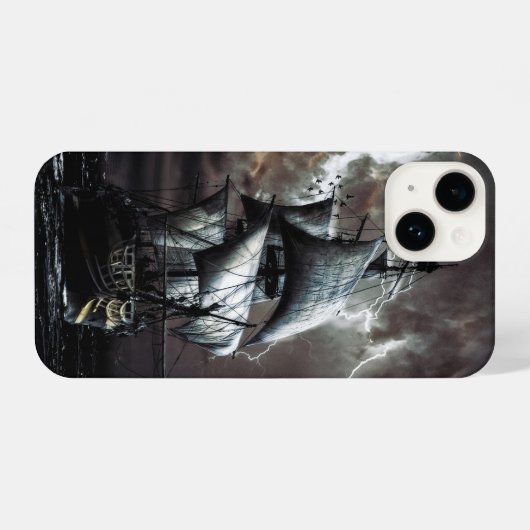 Pirate  Sailing Ship Night Stormy Skies iPhone Hoesje (Achterkant horizontaal)