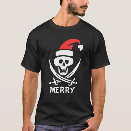 Pirate Santa bewerkt tekst T-Shirt (Voorkant)